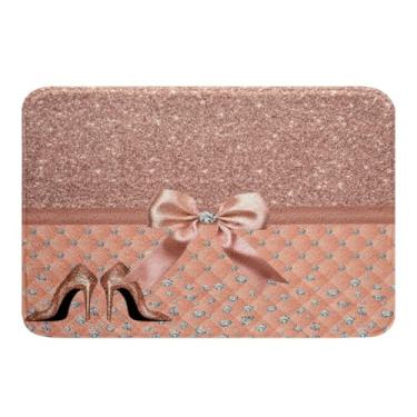 Imagem de Glitter Diamond Tapetes de banheiro pastel champanhe tapetes de banho para banheiro salto alto tapetes de banho para banheira de chuveiro acessórios de banheiro sonhador decoração 20" x 32"