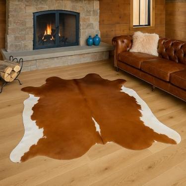 Imagem de Tapete clássico de couro de vaca real para casa, sala de estar, decoração ocidental, etc. Couro de cabelo natural, tapetes de área, carpete para berçário.