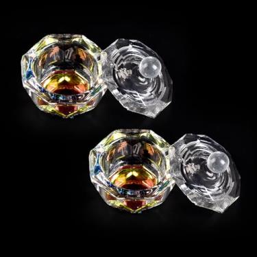 Imagem de KAZIPOP 2 peças Dappen Dish with Lid Clear Nail Art Acrílico Líquido Pó Dappen Tigela de Monômero de Unhas Tigela Líquida Copo de Cristal de Vidro (octógonos)