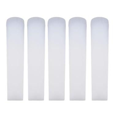 Imagem de Saxofone Tenor Reeds Professional Grade Resina Material Bb 2.5 Força Sax Reeds Set com capa protetora para iniciantes e profissionais 5Pcs (Branco)