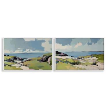 Imagem de Stupell Industries Conjunto de arte giclée emoldurado branco com paisagem Breezy Bay de Elara Yasna, 50 x 76 cm