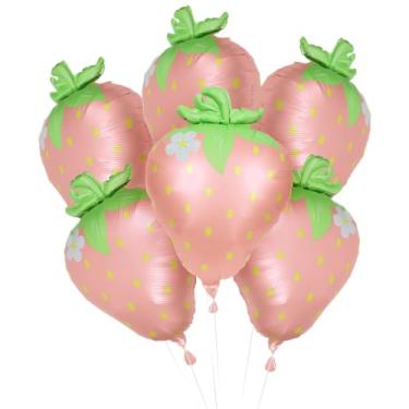 Imagem de Deermon Balão de folha de morango com desenho de frutas doces, rosa fosco primavera verão balões de piquenique para chá de bebê, casamento, dia dos namorados, revelação de gênero, suprimentos de