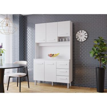 Imagem de Cozinha Compacta Vitória 120m 5 Portas 3 Gavetas - Branco Móblis 