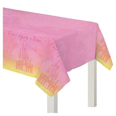 Imagem de Amscan 572357 Disney Princess Pink and Yellow Plastic Party Table Cover, 54" x 96", 1 piece