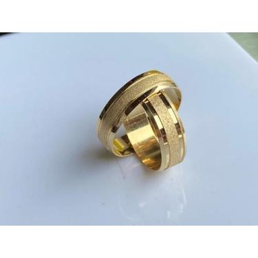 Imagem de Par de Aliancas de Ouro 18K colecao Lumini 5mm de largura diamantadas 