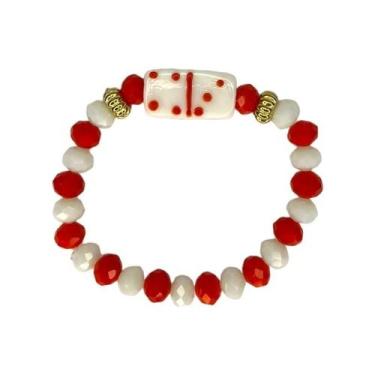 Imagem de Pulseira Zé Pelintra Firma Dominó Cristal E Silicone - Lua Mística - 1