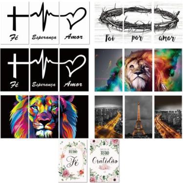 Imagem de Kit 20 Quadros Placas Decorativas Leão Colorido 20X30 Mdf - Arte12