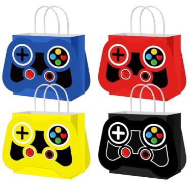 Imagem de Epakh 16 peças de sacos de lembrancinha de festa de videogame, controladores de jogos, papel reutilizável, sacolas de presente com alças para chá de bebê, tema de videogame, suprimentos de aniversário