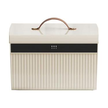 Imagem de Rrlihjgu Caixa Grande Organizadora Com Compartimento,Compartimento Grande De Armazenamento Com Cadeado Por Senha | Organizador de Joias com Duplo para Documentos Dinheiro Itens Pessoais