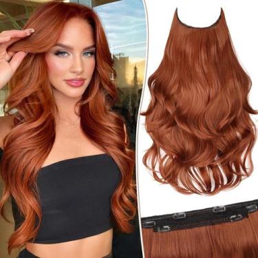Imagem de Extensões de cabelo KookaStyle Invisible Wire Long Wavy Auburn