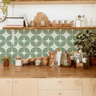 Imagem de Alwayspon Adesivo de azulejo, 25 peças x 15 cm/15.2 cm verde sálvia autoadesivo adesivo em azulejos adesivo de transferência para banheiro cozinha, backsplash para fogão, adesivo adesivo de vinil para
