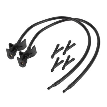 Imagem de Boxonly Bocal de lavagem de para-brisa BB5Z17603A plástico preto 1 conjunto - compatível com Ford Explorer 2011-2015, utilitário interceptor policial 2013-2015, jato de pulverização frontal com 4