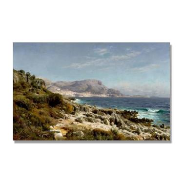 Imagem de NHLDZYH Pinturas a óleo famosas, (paisagem 12) por Peder Mork Monsted, reprodução impressa em tela, arte de cenário para decoração de sala de estar. Apenas tela de 80 x 130 cm - 31,5 x 51,2 pol