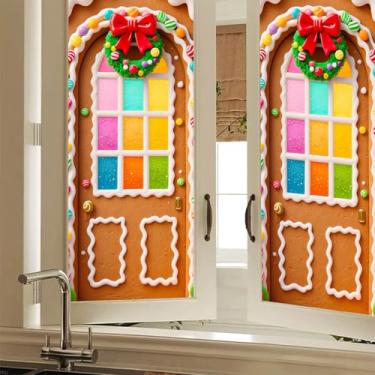 Imagem de HOMETITUTE Adesivo de vidro colorido para porta de pão de gengibre de Natal fosco para janela de vidro decorativo de privacidade adesivo de vidro aderente para quarto sala de estar escritório 17,7 x