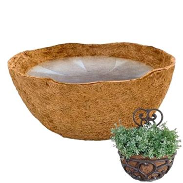 Imagem de Rrlihjgu Forro de cesta de coqueiro, forro de coco | Base de coco com forro de almofada para vaso de flores - Forro Coco grosso e natural, para vasos de flores, tapete para vasos de