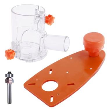 Imagem de LZVXTYM Máquina de aparar, corte circular, aparador ajustável, placa de círculo, fresadora, fresadora, madeira, corte circular, gabarito, placa de máquina de aparar, gabarito com capa contra poeira