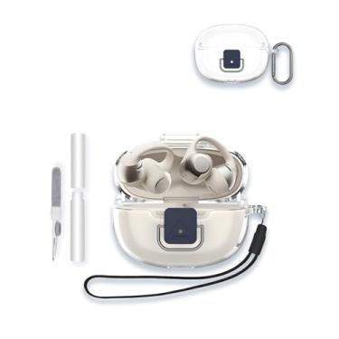 Imagem de Capa para SHOKZ OpenDots ONE - Fones de ouvido abertos, design atualizado WUNIAK capa protetora de TPU macio, proteção contra quedas à prova de choque com chaveiro e kit de limpeza, transparente