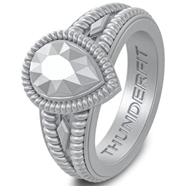 Imagem de ThunderFit Aliança de casamento de silicone feminina como diamante - 4,4 mm ~ 12,4 mm de largura, 2 mm ~ 5,5 mm de espessura, 9.5 - 10 (19.2mm), Silicone, Sem pedra preciosa