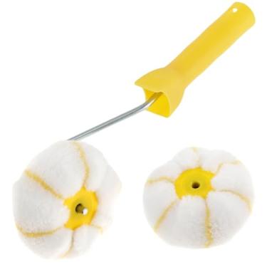 Imagem de Kit de rolo de pintura de canto eficiente ferramenta de rolo de canto para parede de gesso profissional ferramenta de pintura fácil de limpar para paredes pintura de borda de escritório em casa (2