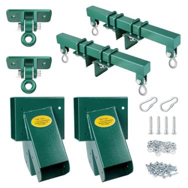 Imagem de BETOOLL Swing Sets Brackets - 2 A-Frame Swing Set Brackets and 2 Swing Hangers and 2 Glider Swing Brackets with All Mounting Heavy Duty Hardware Included for Porch, Yard, Playground - Green