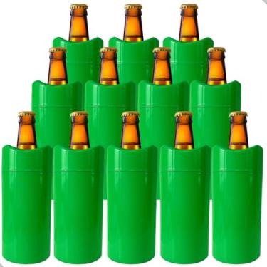 Imagem de Porta Garrafa Térmico Camisinha de Cerveja 600 ml – Mantém a Bebida Gelada e Evita Suor (Verde, Kit 12 Uni - 600ml)