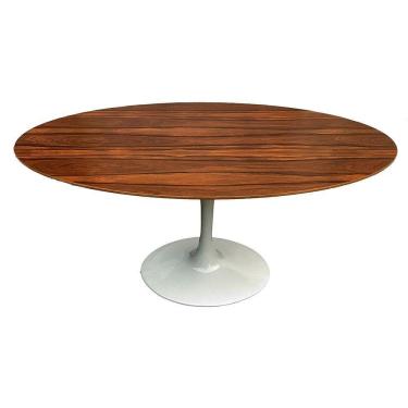 Imagem de Mesa Saarinen Oval Pau Ferro 160x90cm - Base Branca