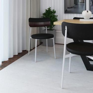 Imagem de Conjunto 2 Cadeiras de Jantar Kyta Tecido Mesclado Est.Preta - Metalig