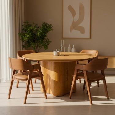 Imagem de Conjunro Jantar Mesa Palmas Redonda c/ 6 Caderias Linha Alta