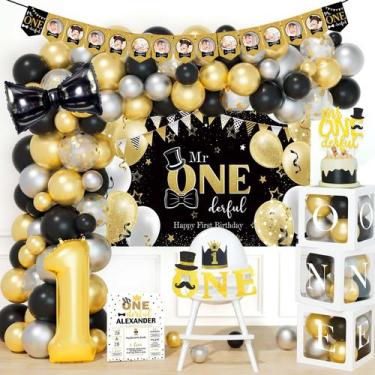 Imagem de Decorações de aniversário Hombae Mr Onederful 1st Birthday Boy