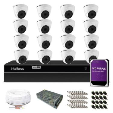 Imagem de Kit Monitoramento Intelbras com 12 Câmeras de Segurança Dome 1080p, Co