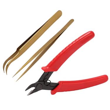 Imagem de Pelador elétrico cotovelo tweezer pontuado kit de reparo eletrônico de pinça de corrosão resistente a corrosão Ferramentas resistentes a desgaste magnético para solda de solda