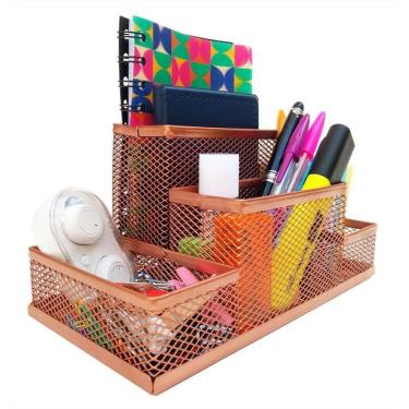 Imagem de Kit Organizador Para Escritório Com 4 Partes Rose Gold
