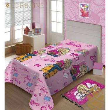 Imagem de Manta micro solteiro 200x150 fun não alérgica barbie viagens