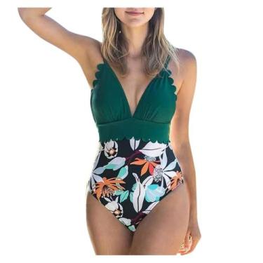 Imagem de Roupa de banho feminina sexy com estampa de flores monokini push up ma