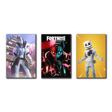 Imagem de Kit 3 Placas Decorativas Game Fortnite Em Mdf 30X20