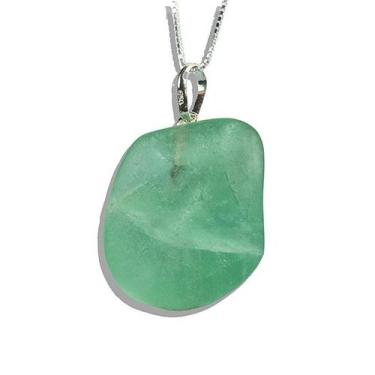 Imagem de Colar de Prata 925 com Pingente de Fluorita Verde e Pino de Prata 950 