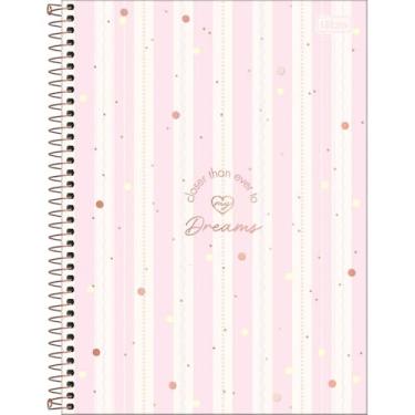 Imagem de Tilibra - Caderno Espiral Capa Dura Universitário 10 Matérias Soho 160 Folhas - Listras Bege E Rosa Verticais