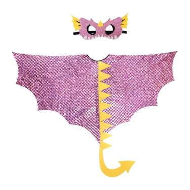 Imagem de simhoa Fantasia infantil de dinossauro com capa e asa de dragão para festa temática de feriado, Rosa