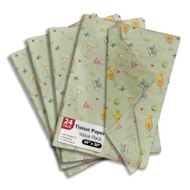 Imagem de Pro Supply Global Papel de seda impresso para coquetéis para sacos de presente ou caixas e embrulho - Papel de seda decorativo a granel para embalagem e presente | 24 folhas 50,8 cm x 76,2 cm
