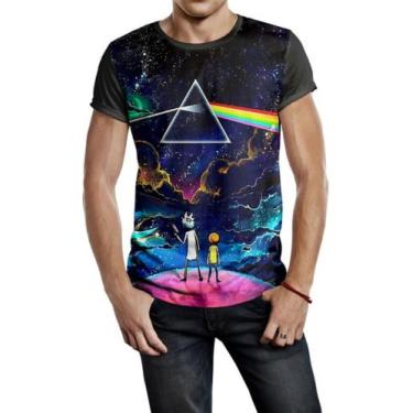 Imagem de Camiseta Masculina Serie Rick And Morty Pink Floyd  - smoke, Preto, XG