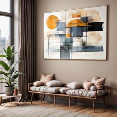 Imagem de Quadro com Moldura e Acrilico Cristal Vidro Sala Quarto Abstrato Laran