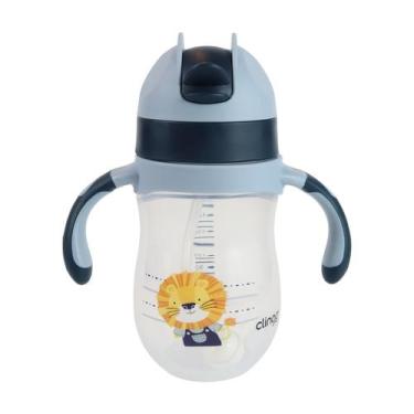 Imagem de Copo Infantil Transição Leão Canudo Silicone Alça 220ml 6m - Clingo