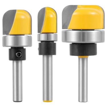 Imagem de RWWPJLLWHR Conjunto de 3 peças, tigela e bandeja de haste de 1/10.2 cm, conjunto de fresas de carboneto com rolamento de esferas, ferramenta de fresa de madeira premium para madeira maciça MDF