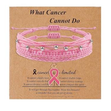 Imagem de MMIUAEG Pulseiras de conscientização do câncer de mama pulseira de fita rosa para mulheres Never Give Up Courage Hope Strength Faith Encouragement Wristlet Jewelry Gifts, Medium, Zinco, Sem Pedra