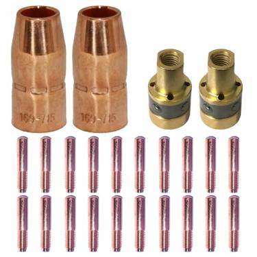 Imagem de Acessório de pistola de solda Mig Kit de 0,76 cm para Miller Millermatic M-10, M-15 e Hobart H-9 H-10: 20 peças pontas de contato 000-067 0.1 cm + 2 peças de bocais de gás 169-715 1/5.1 cm + 2 peças