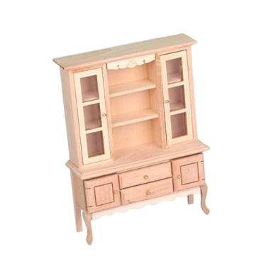 Imagem de oshhni Gabinete para casa de bonecas em escala 1:12, móveis em miniatura, móveis para casa de bonecas em miniatura, gabinete de exposição