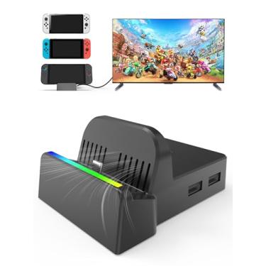 Imagem de Portable TV Dock Station Compatible with Nintendo Switch 2 & 1 & OLED All, Switch 2 Docking Station with 4K@60Hz HDMl OutputType C/USB Replacement for NS Dock Official [No Charger&Cable]