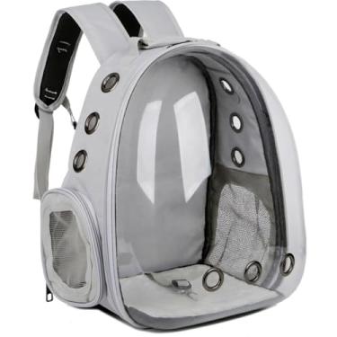 Imagem de Mochila Bolsa De Transporte Para Pets Cachorros E Gatos Com Ventilação Transparente E Visão Panorâmica Bolsa Astronauta Passeio Animal De Estimação Portátil (Cinza)