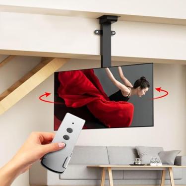 Imagem de Suporte De Tv De Teto Motorizado, Elevador De Tv Elétrico Com Rotação De 360° Esquerda D Direita, Métodos De Instalação De Piso D Teto, Serve Para Tvs Planas De 32-70 Ih, One Color, 1300-2300mm