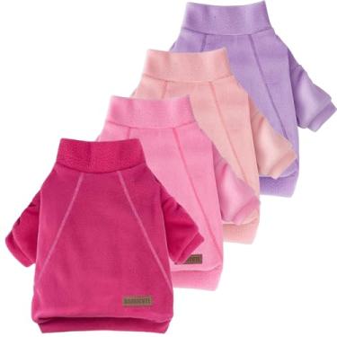 Imagem de Pacote com 4 camisetas para cães (rosa + rosa + rosa claro + roxo, P (Costas: 25 cm, Peito: 37 cm, Pescoço: 26 cm))